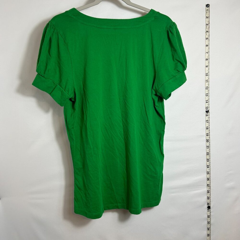 Old Navy Vintage Summer '09 green‎ square neckline puff short-sleeve top XL - Picture 3 of 5